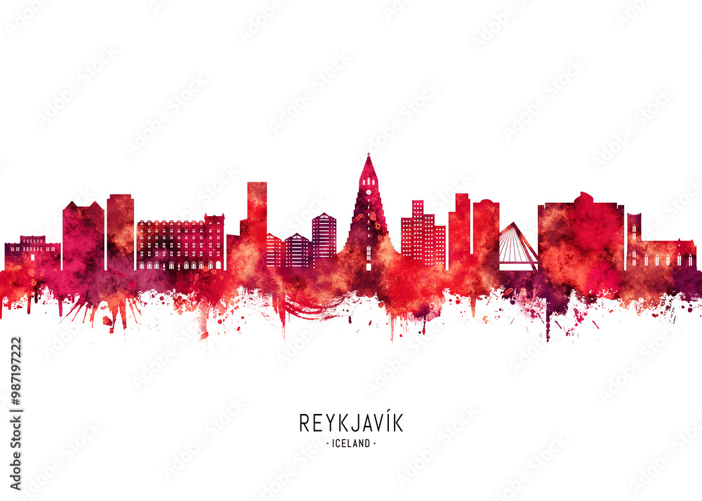 Reykjavik Iceland Skyline Red Reykjavik Iceland Skyline Red