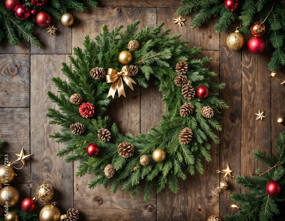Holiday Charm: A Wreath of Pine, Ribbons, and Joyful Ornaments Holiday Charm: A Wreath of Pine, Ribbons, and Joyful Ornaments