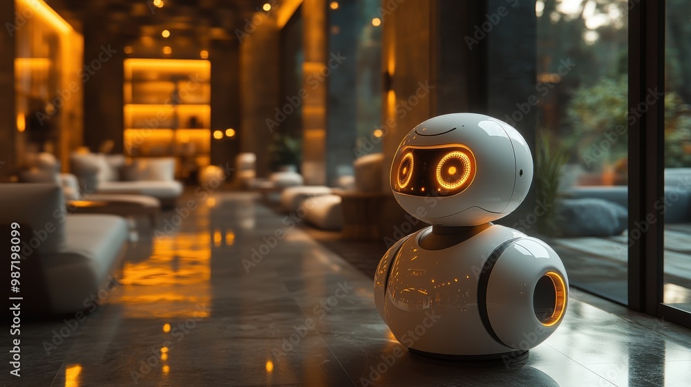 A Futuristic Robot in a Modern Interior A Futuristic Robot in a Modern Interior