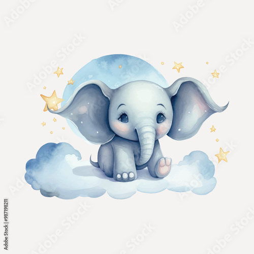 Adorable baby elephant illustration