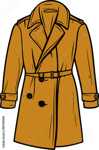 Stylish Vector Illustration of a Classic Trench Coat