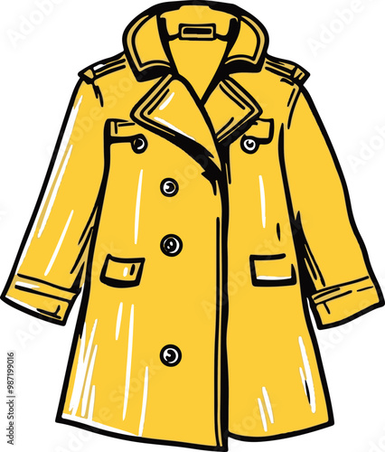 Stylish Yellow Trench Coat Vector Illustration