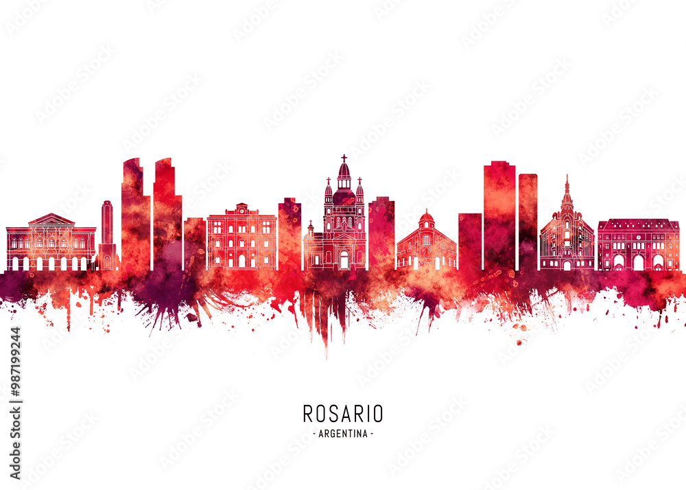 Rosario Argentina Skyline Red Rosario Argentina Skyline Red