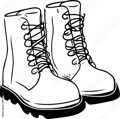 Vector Illustration of Laced Work Boots