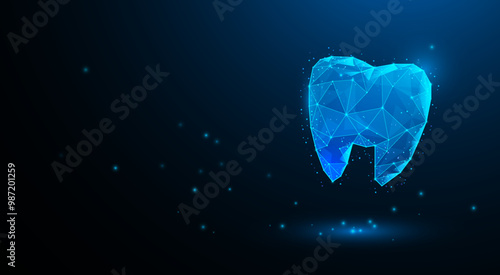 Tooth illustration. Dental health. Technology background. Denture. Dental implant. Technology graphic design background. Vector illustration. Vector Abstract technology circuit lines.