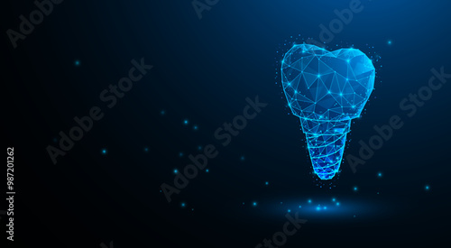 Tooth illustration. Dental health. Technology background. Denture. Dental implant. Technology graphic design background. Vector illustration. Vector Abstract technology circuit lines.