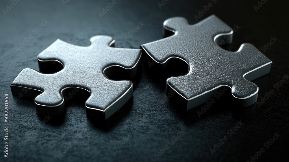 Fototapeta premium puzzle pieces fitting together, representing the acquisition of skills or information to complete a task
