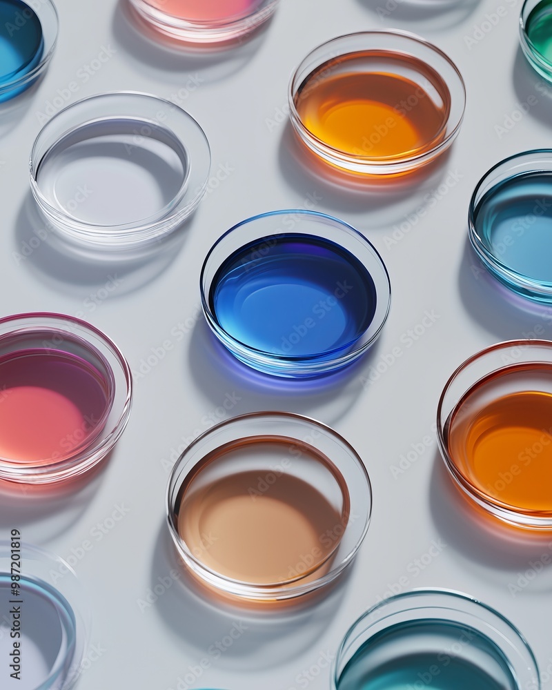 3D Render of Colorful Petri Dishes – Scientific Abstract Display 3D Render of Colorful Petri Dishes – Scientific Abstract Display
