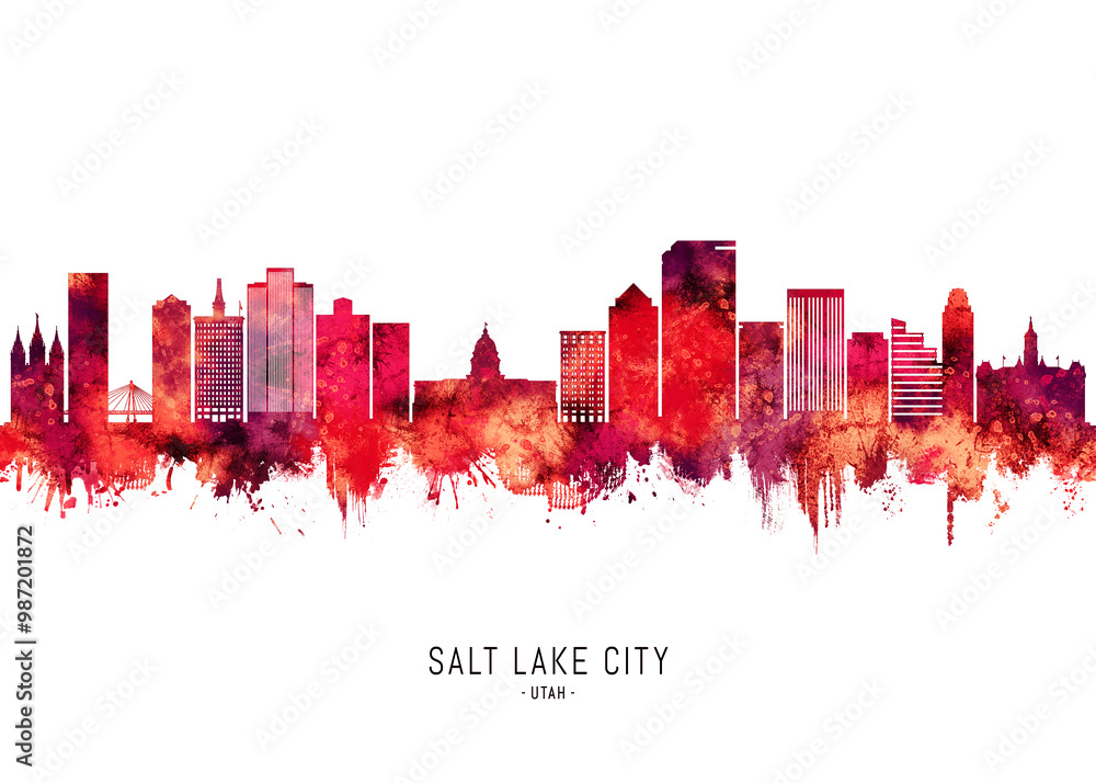 Salt Lake City Utah Skyline Red Salt Lake City Utah Skyline Red