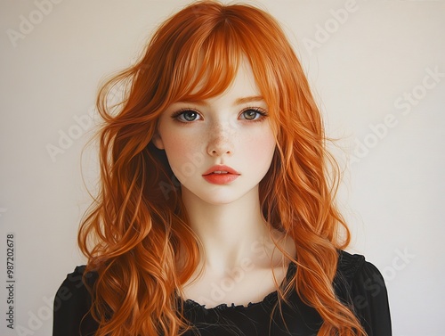 Stunning Portrait of a Woman with Red Hair and Freckles