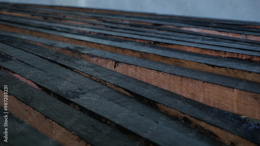 Black-Painted Wooden Beams for construction Black-Painted Wooden Beams for construction