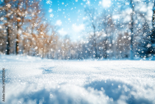 Winter Landscape with Falling Snow