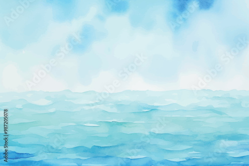 Serene watercolor ocean scene