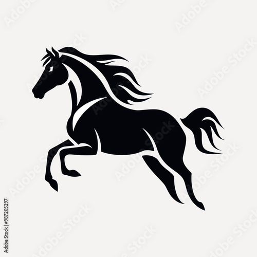 Elegant black horse silhouette