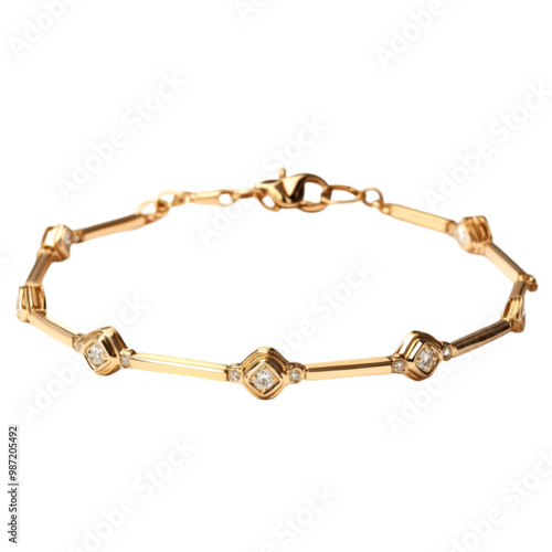 Golden jewelry chain isolated on white and transparent background. PNG cutout. 