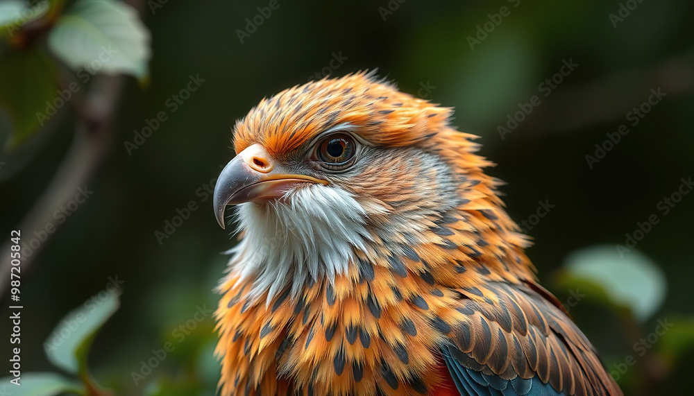 Fototapeta premium Orange and Black Feathered Bird on a Tree Branch