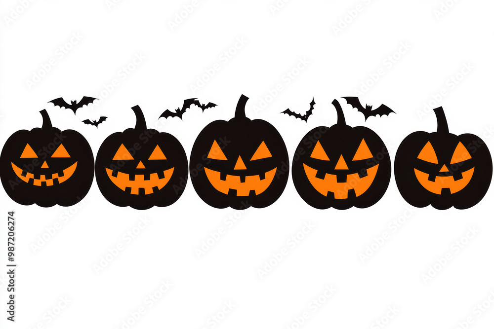 Spooky Jack-o'-Lanterns on White Background Spooky Jack-o'-Lanterns on White Background