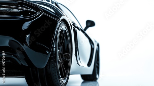 Wallpaper Mural Luxury expensive black car parked on white  background. Sport and modern luxury design car. Shiny clean lines and detailed side view of modern automotive. Automotive advertising banner. Torontodigital.ca