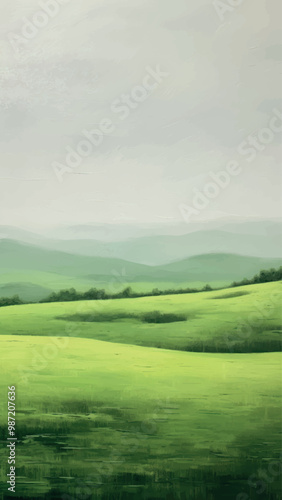 Serene rolling green hills landscape