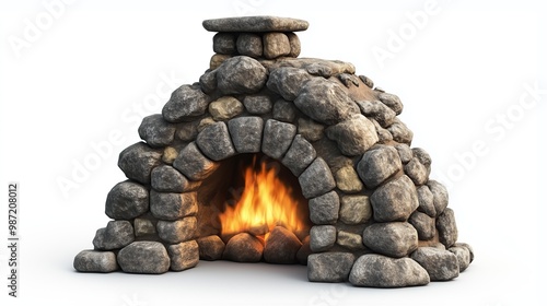 one single stone furnace isolated on white background photo