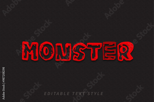 Monster 3d text effect in with dark background