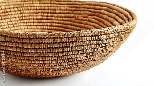 The intricate weave of a wicker basket texture, captured in detailed close-up.