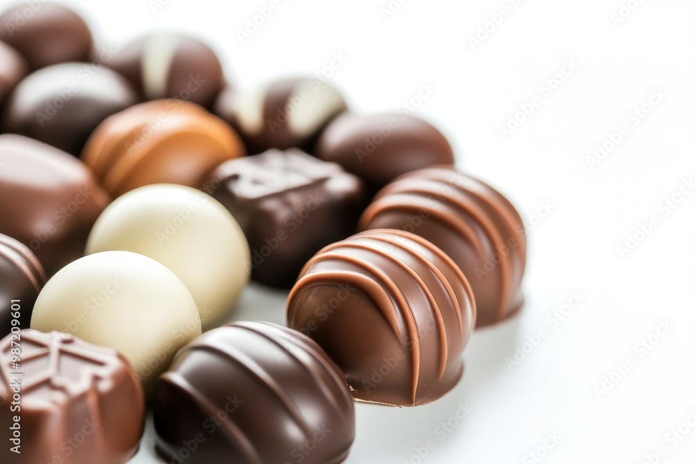 chocolate candy close up on a white , ai chocolate candy close up on a white , ai