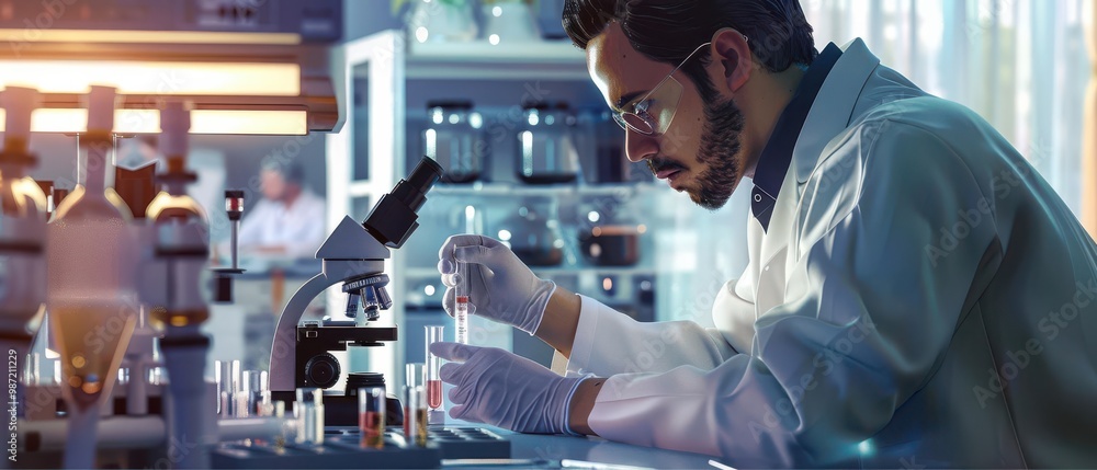 A realistic image of a scientist in a laboratory A realistic image of a scientist in a laboratory