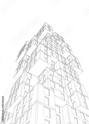 Modern building 3d illustration