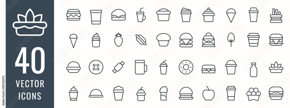 Vector icon set. ice cream, cack, beverage, food, dining and others. Vector illustration. New food icon set. Vector icon set. ice cream, cack, beverage, food, dining and others. Vector illustration. New food icon set.