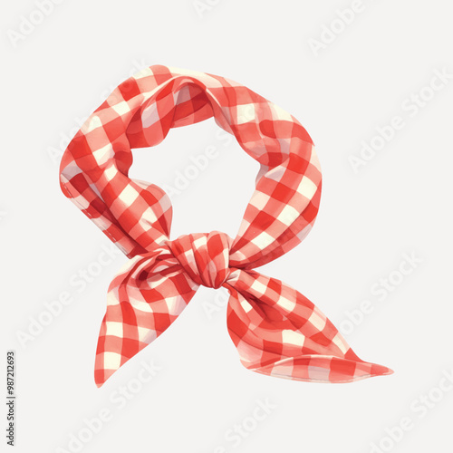 Red checkered silk neck scarf