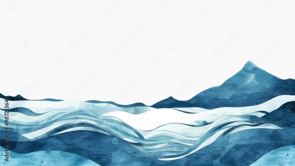 Abstract ocean waves mountain landscape