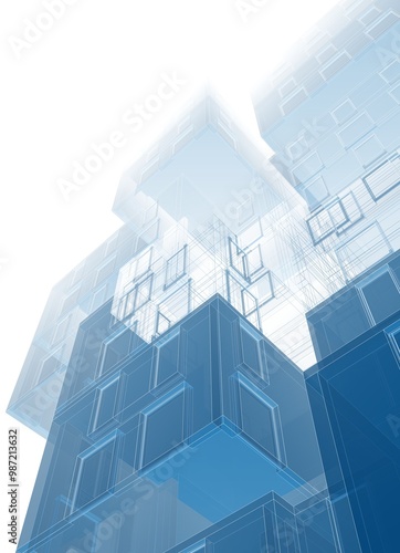 Modern building design 3d rendering 