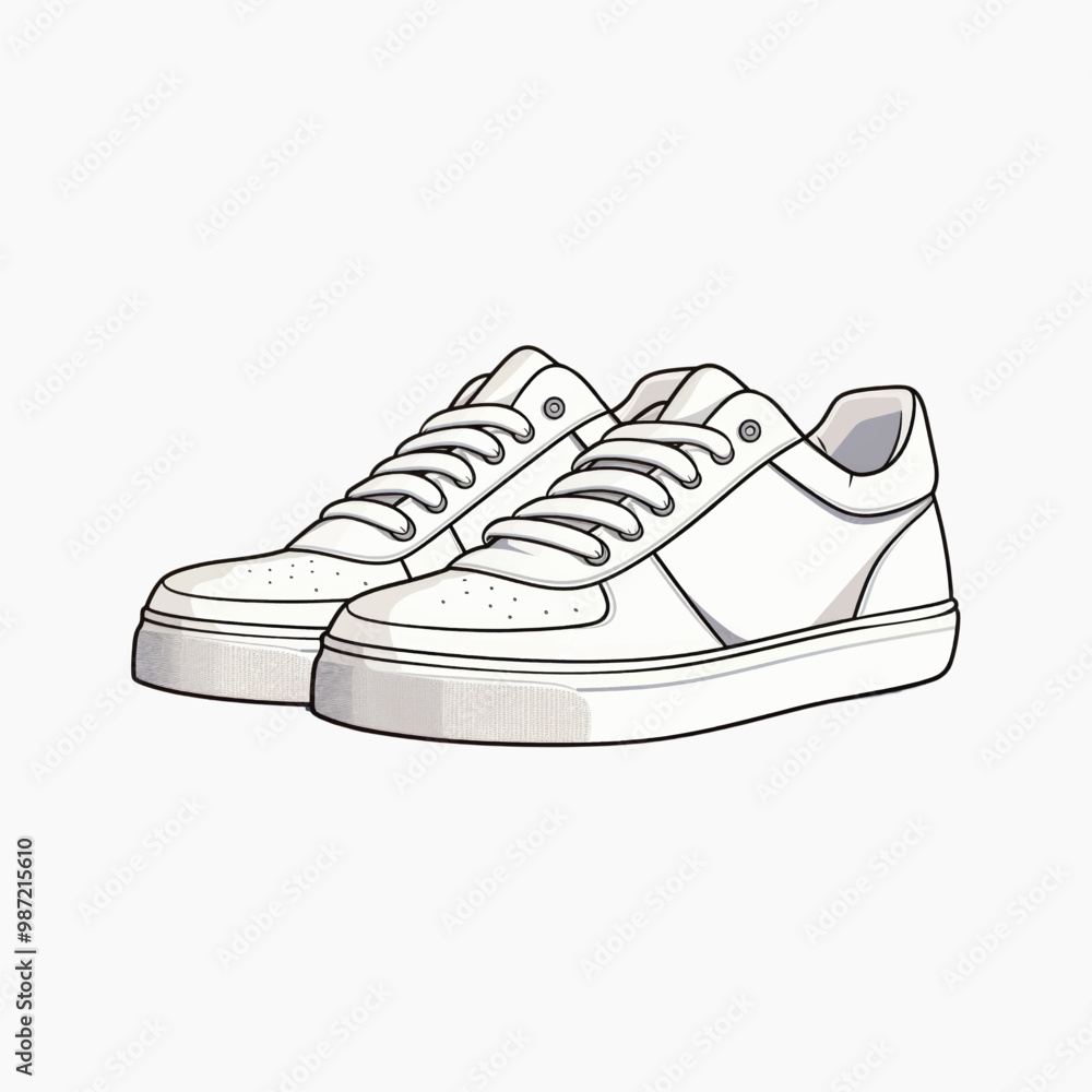 Illustration of white sneakers with laces Illustration of white sneakers with laces