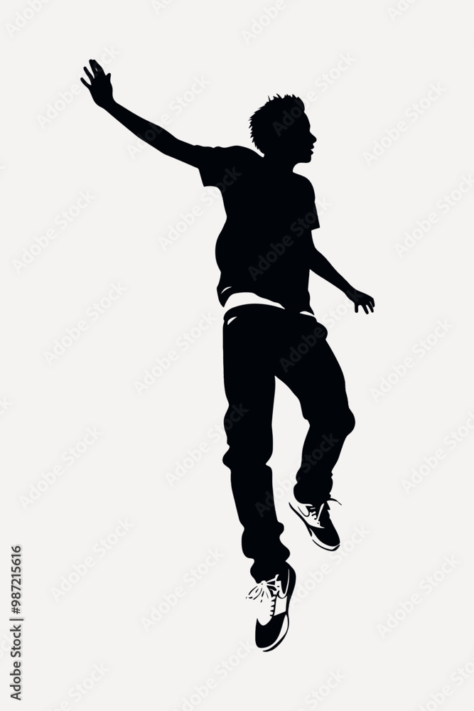 Silhouette jumping energetic urban youth Silhouette jumping energetic urban youth