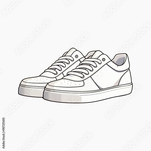Illustration of white sneakers with laces