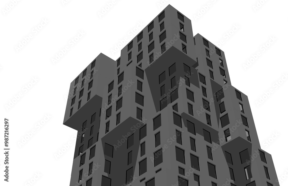 Modern building design 3d rendering Modern building design 3d rendering
