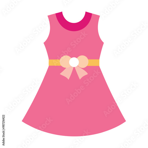 This adorable illustration features a cute baby girl dress design in a charming cartoon style, perfect for kids' fashion. Ideal for prints, apparel designs, and delightful decor.