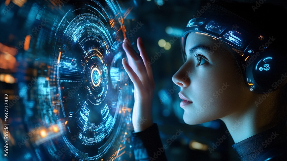 Naklejka premium Tomorrow's Technology Today: Enhancing Human Abilities via Human-Machine Interfaces