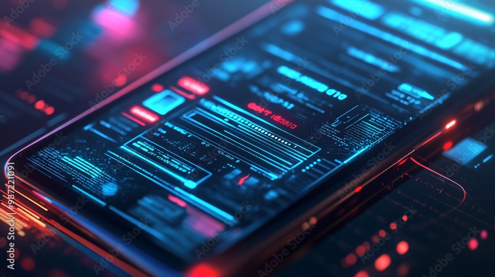 Futuristic Digital Wallet Interface on Smartphone Screen, Modern Finance Technology Concept Futuristic Digital Wallet Interface on Smartphone Screen, Modern Finance Technology Concept