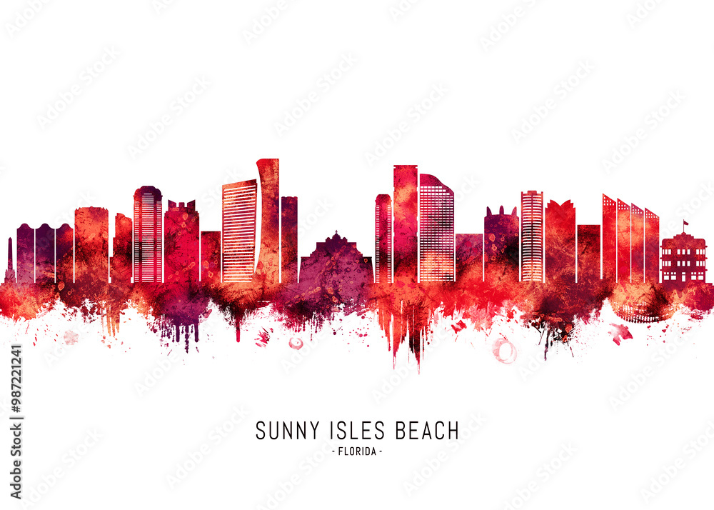 Sunny Isles Beach Florida Skyline Red Sunny Isles Beach Florida Skyline Red