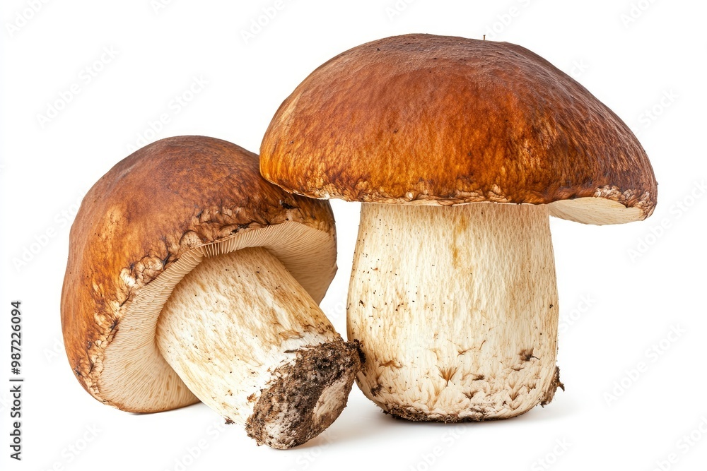 Big Boletus Edulis Mushroom isolated on white background close up , ai Big Boletus Edulis Mushroom isolated on white background close up , ai
