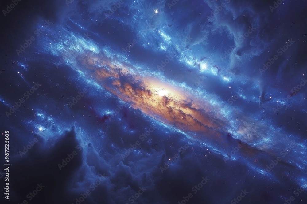 Majestic Spiral Galaxy Illuminated Against the Cosmic Darkness of Space Majestic Spiral Galaxy Illuminated Against the Cosmic Darkness of Space