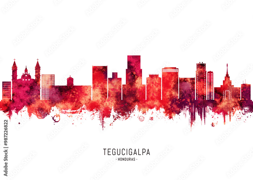 Tegucigalpa Honduras Skyline Red Tegucigalpa Honduras Skyline Red