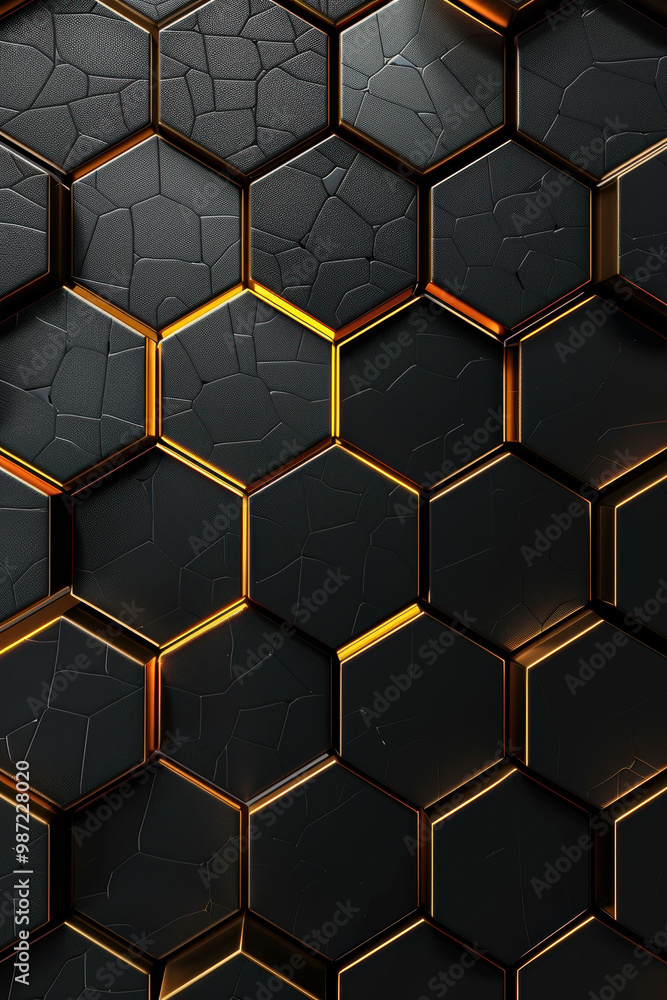 Glowing hexagonal pattern on dark surface Glowing hexagonal pattern on dark surface