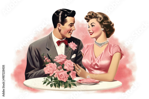 Vintage romantic couple illustration