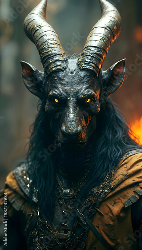 Obraz na płótnie Portrait of God Anubis, Egyptian mythology, religious background w salonie