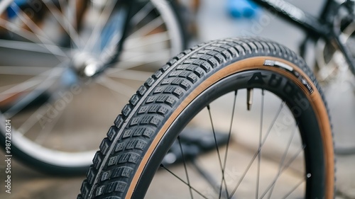 close up of bicycle wheel photo