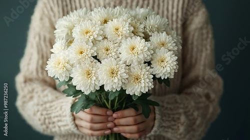 Wallpaper Mural chrysanthemum bouquet in a woman's hands Torontodigital.ca