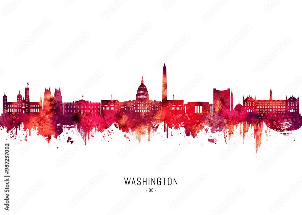 Washington D.C. USA Skyline Red